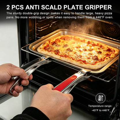 2Pcs Hot Plate Gripper, Anti Scald Bowl Holder with Silicone Pads