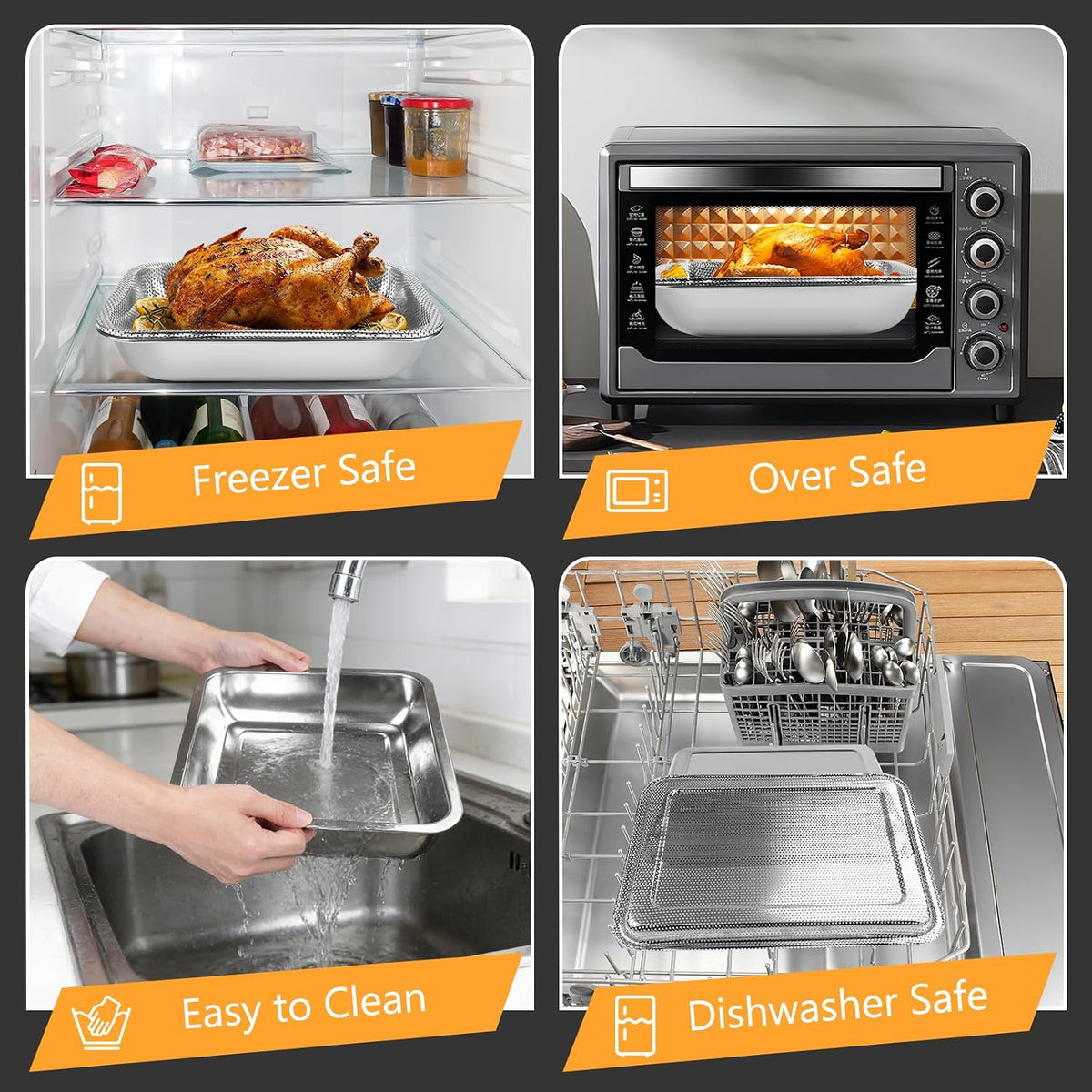 9.45’’ 10.23’’ Oil Filter Trays, Stainless Steel Air Fryer Mesh Pan