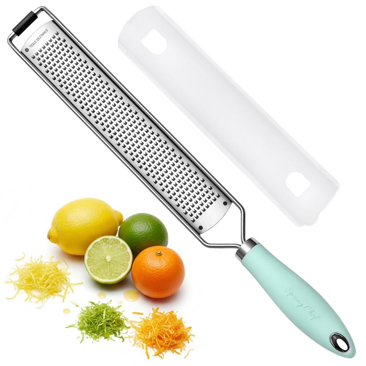Spring Chef Stainless Steel Lemon Zester - Garlic & Ginger Grater - Black