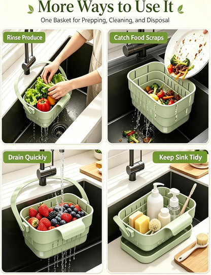 2pcsFoldable Hanging Sink Drain Basket, Fast-Draining, Detachable