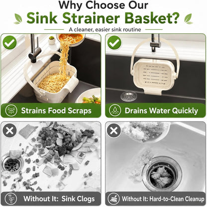 Sink Strainer Basket, 2026 Upgrade Foldable Hanging Sink Drain Basket