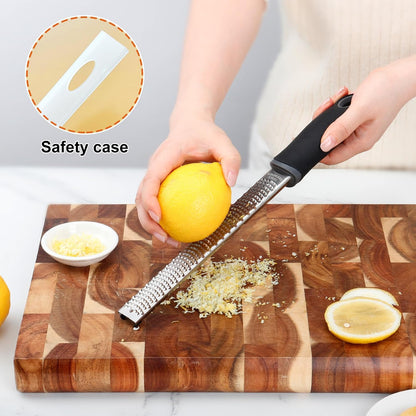 Kaishun Stainless Steel Zester Grater for Lemon, Lime & Cheese, Black