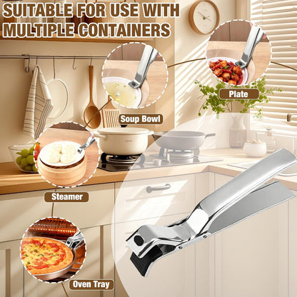 2Pcs Stainless Steel Hot Plate Gripper Clips - Multi-Purpose Hot Bowl 2026 New Upgrade Hot Plate Gripper Tongs for Oven, Air Fryer, Steamer, Non-Slip Design, Pots & Bowls