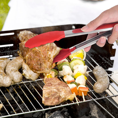 Kitchen Tongs for Cooking Locking Silicone Stainless Steel Buffet Serving Tongs, 7,9 and 12 Inch Non-stick,Heat Resistant 3 Pack