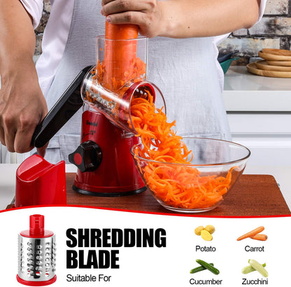 Geedel Rotary Cheese Grater Hand Crank, Cheese Shredder Vegetable Slicer
