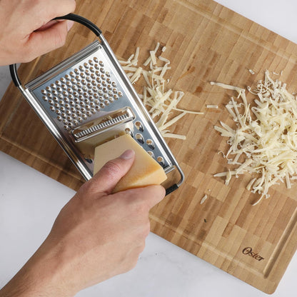 Oster Helmsdale Flat Cheese Grater With Anti-Slip Handle, Stainless Steel Zester/Multi-Functional Tool for Kitchen Preperation, Black