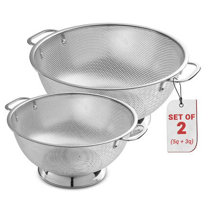 Bellemain Stainless Steel Colander for Kitchen, 5 Qt Pasta & Rice Strainer